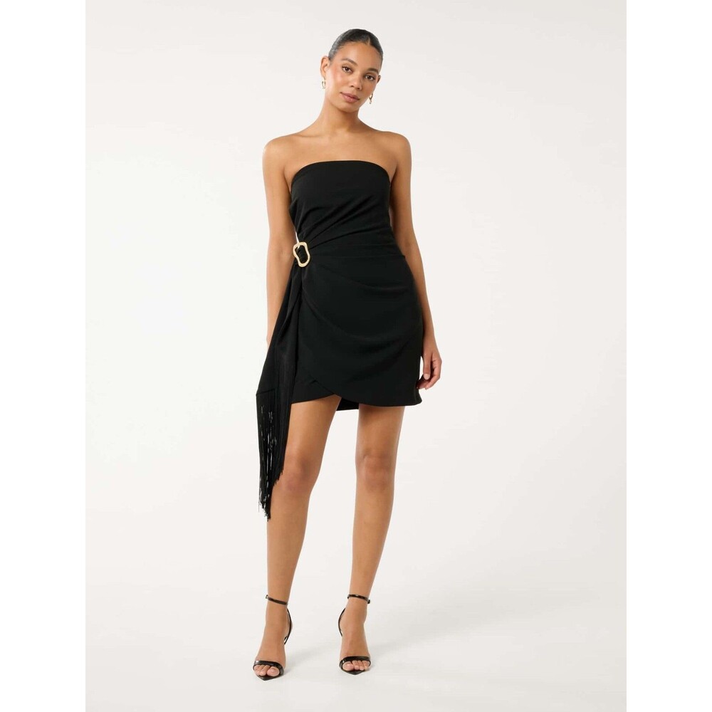 EVER NEW Adriana Side Drape Strapless Mini Dress Black-SZ 14